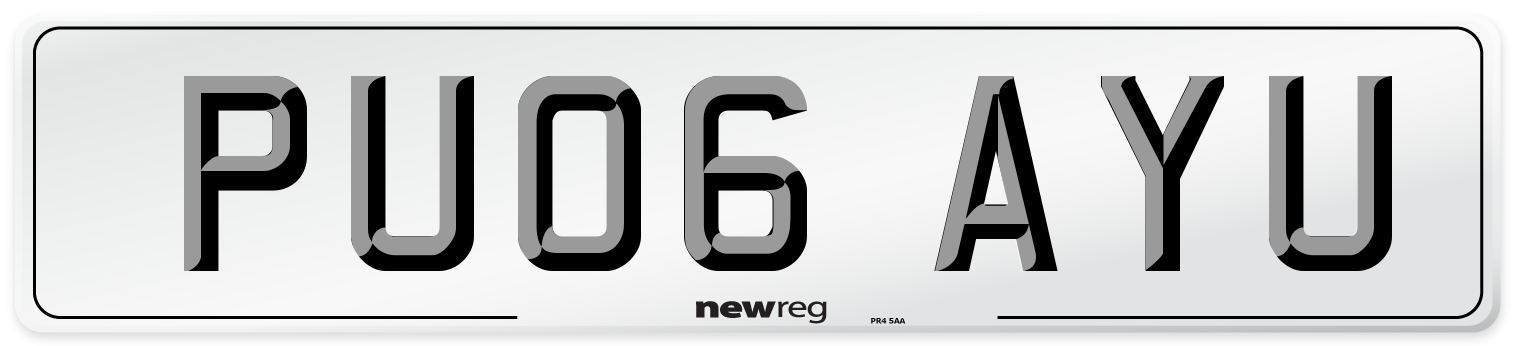PU06 AYU Number Plate from New Reg
